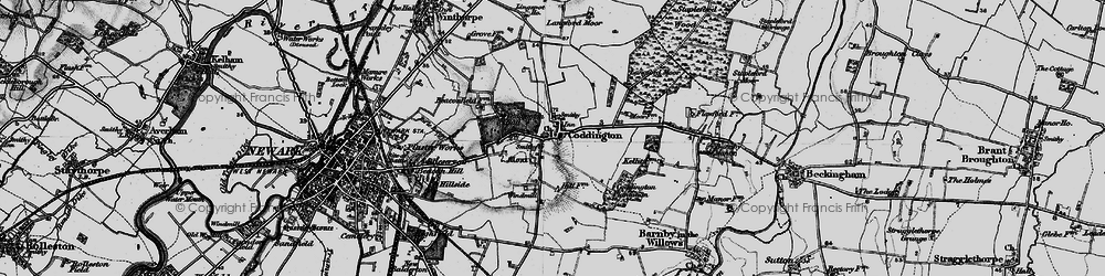 Old map of Coddington in 1899
