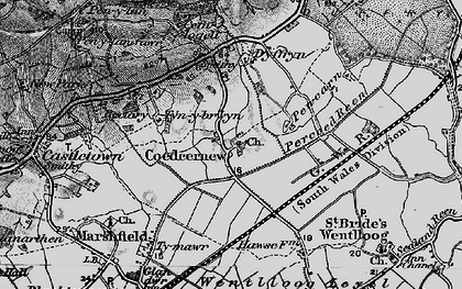 Old map of Coedkernew in 1898