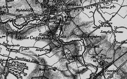 Old map of Coggeshall Hamlet in 1896
