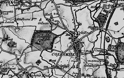 Old map of Cole End in 1899