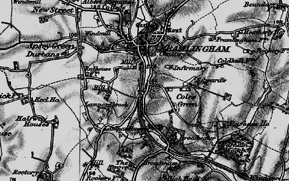 Old map of Parham Ho in 1898