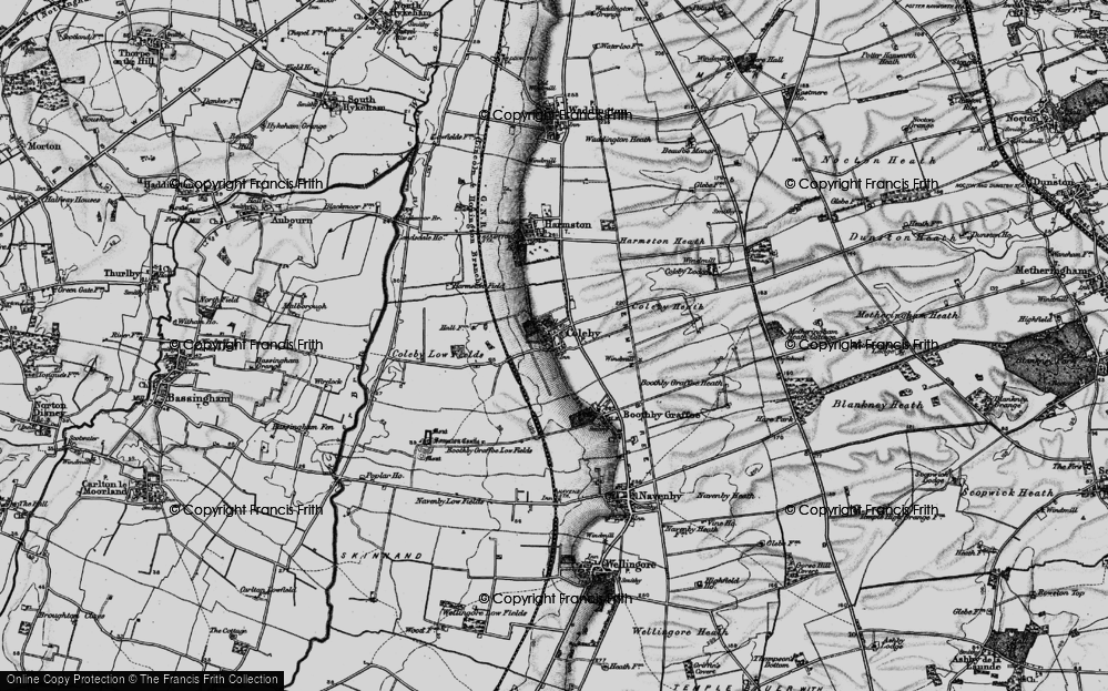 Old Map of Historic Map covering Boothby Graffoe Low Fields in 1899