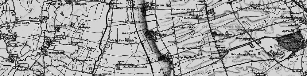 Old map of Boothby Graffoe Low Fields in 1899