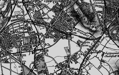 Old map of Collier's Wood in 1896