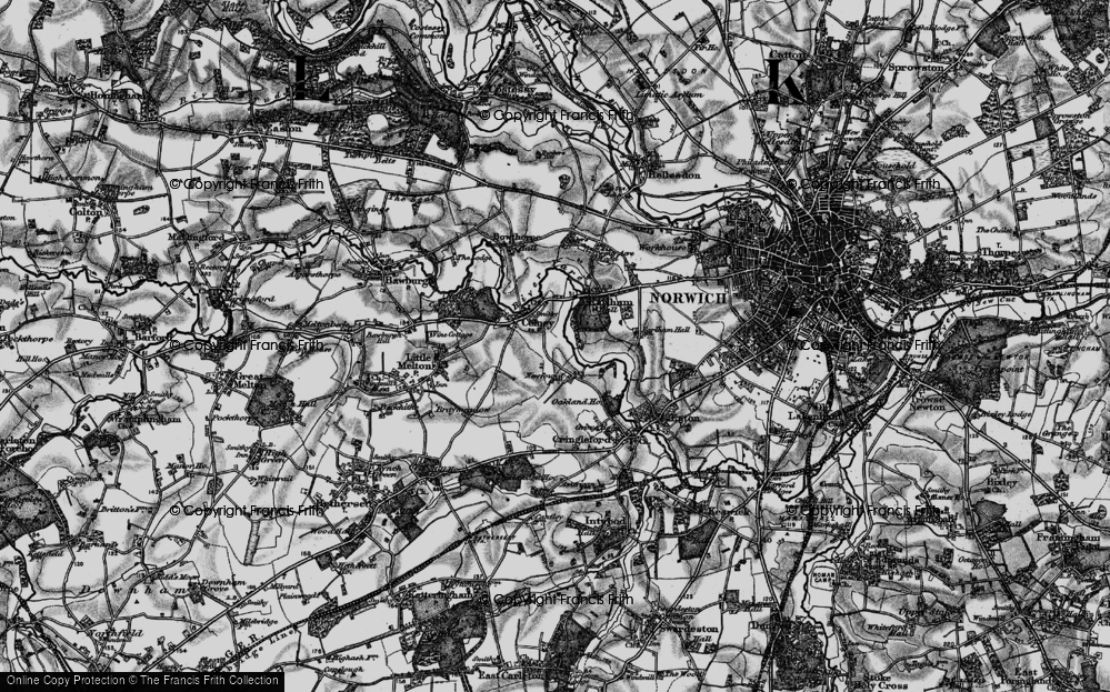 Old Map of Colney, 1898 in 1898