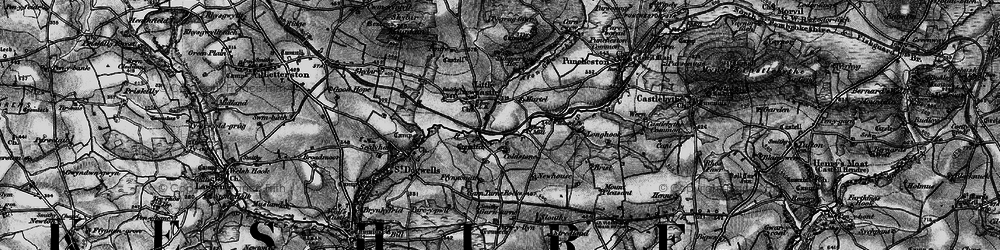 Old map of Afon Glan-rhyd in 1898