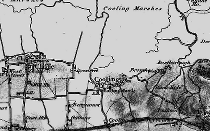 Old map of Whalebone Marshes in 1896