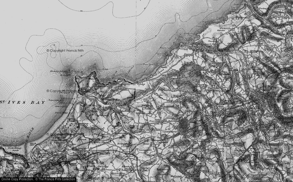 Old Map of Historic Map covering North Cliffs in 1896