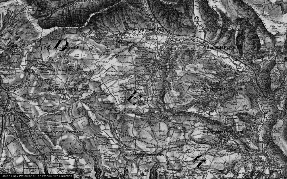 Old Map of Historic Map covering Bradwell Moor in 1896