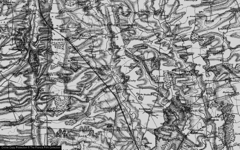 Old Map of Corby Glen, 1895 in 1895