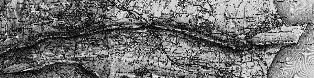 Old map of Corfe Castle in 1897