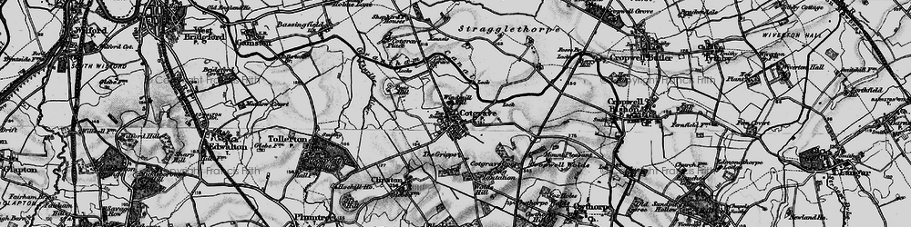 Old map of Cotgrave in 1899