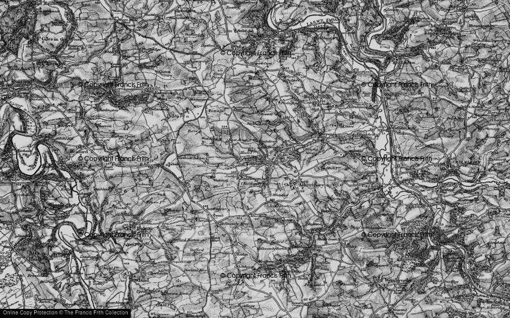 Old Map of Historic Map covering Burrington Moor Cross in 1898