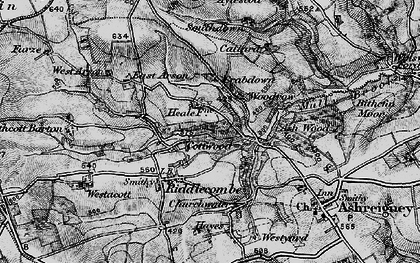 Old map of Burrington Moor Cross in 1898