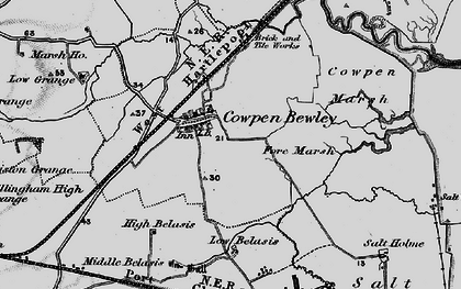 Old map of Cowpen Bewley in 1898