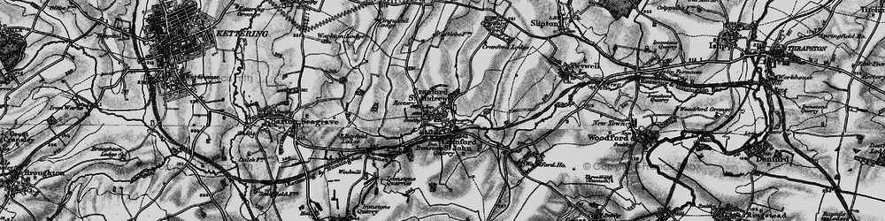 Old map of Cranford St Andrew in 1898