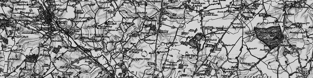 Old map of Creeting Bottoms in 1898