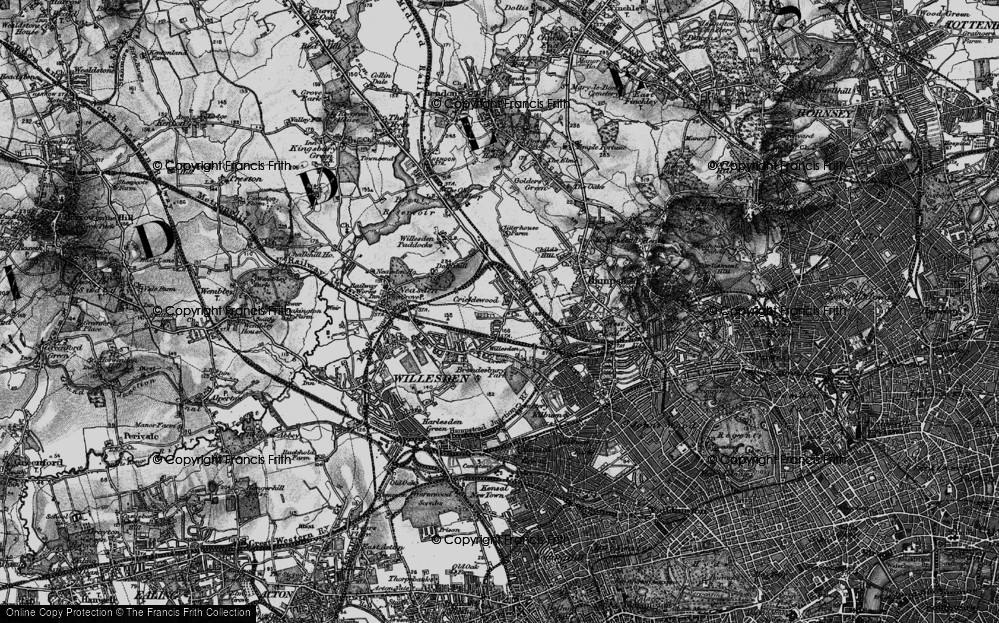 Old Map of Cricklewood, 1896 in 1896