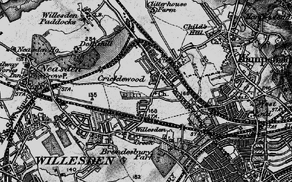 Old map of Cricklewood in 1896