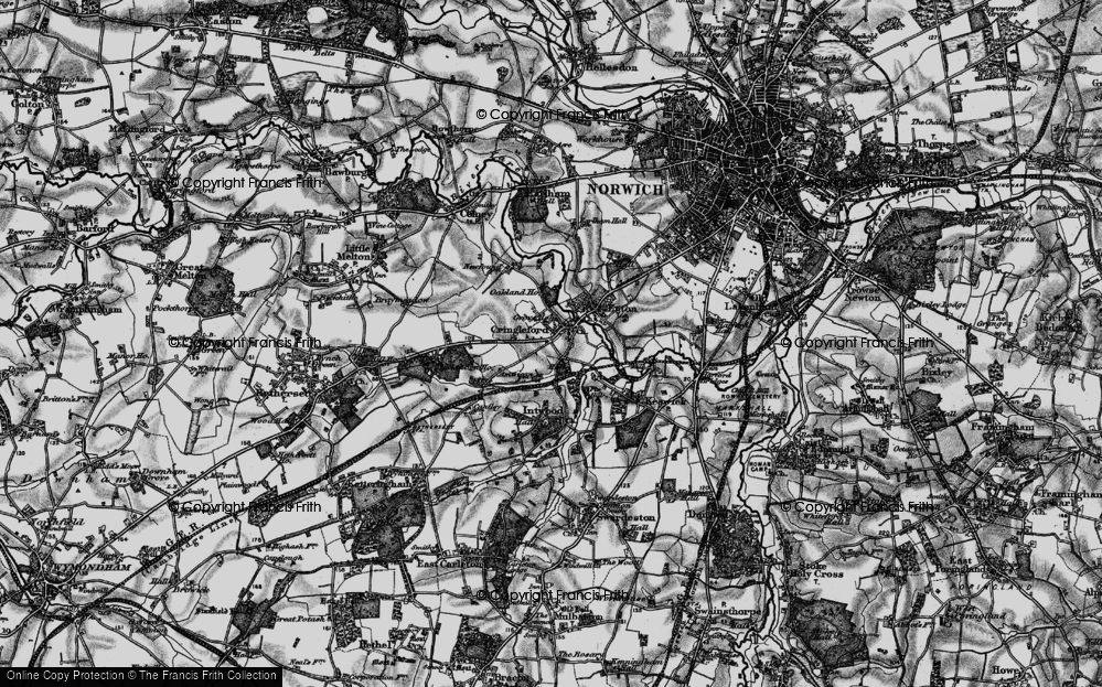 Old Map of Cringleford, 1898 in 1898