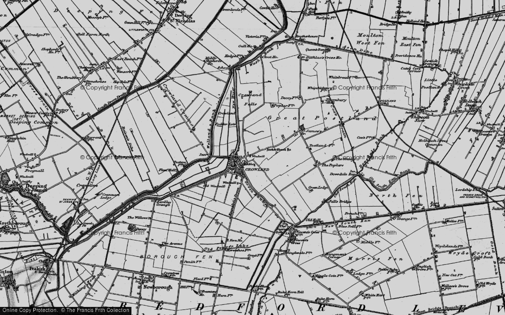 Old Map of Crowland, 1898 in 1898