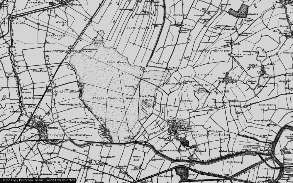 Old Map of Crowle Moors, 1895 in 1895