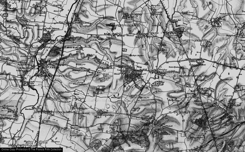 Old Map of Historic Map covering Abbotsley Brook in 1898