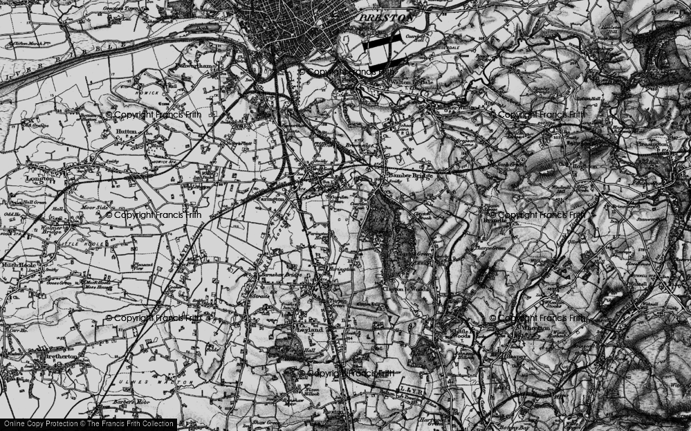 Old Map of Cuerden Green, 1896 in 1896