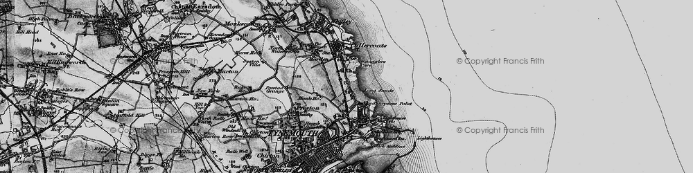 Old map of Cullercoats in 1897