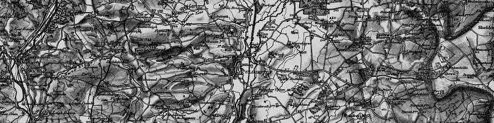 Old map of Cullompton in 1898