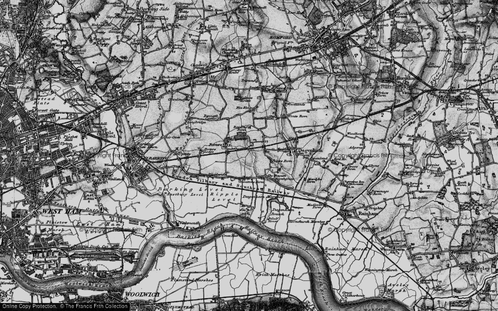 Old Map of Dagenham, 1896 in 1896