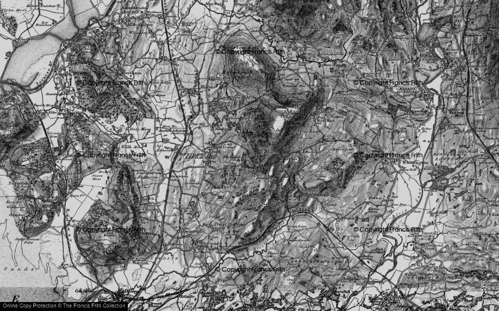 Old Map of Historic Map covering Hutton Roof Crags in 1898