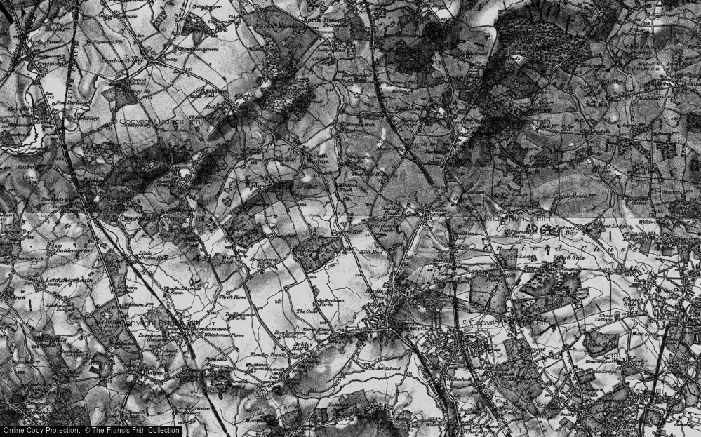 Old Map of Historic Map covering Dyrham Park in 1896