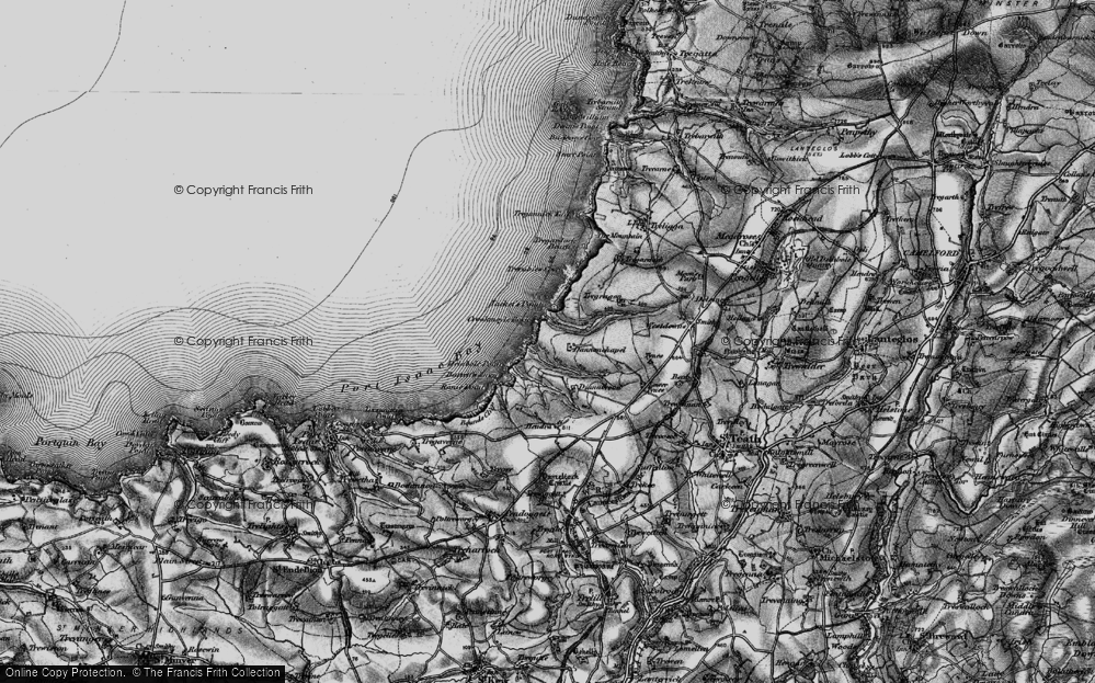 Old Map of Historic Map covering Bounds Cliff in 1895