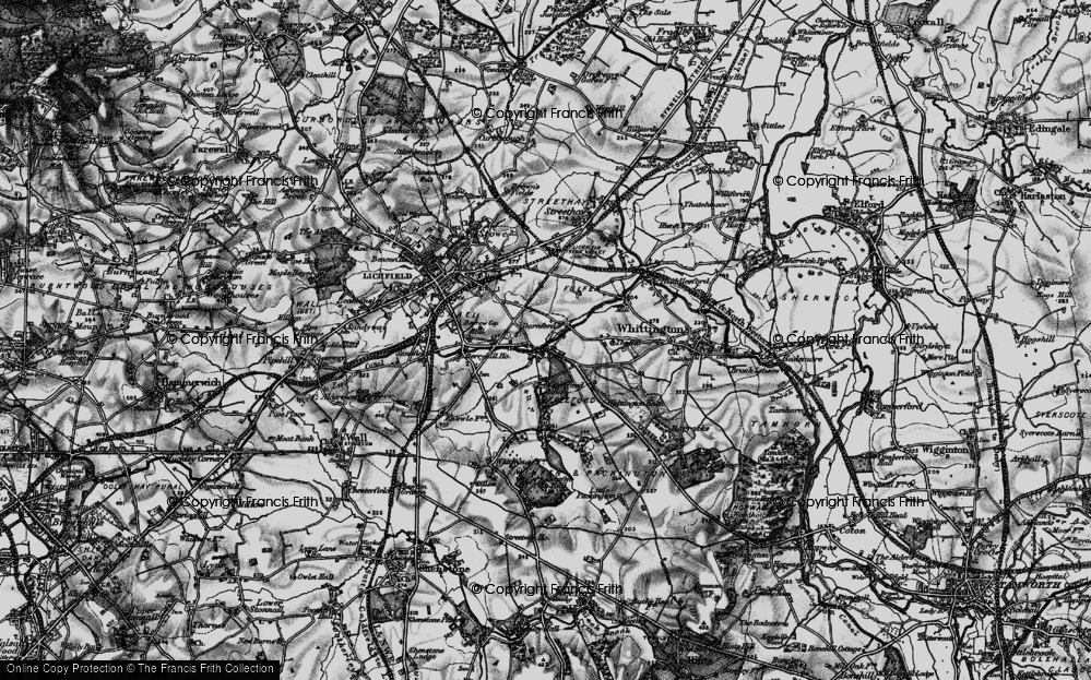 Old Map of Historic Map covering Whittington Heath in 1898