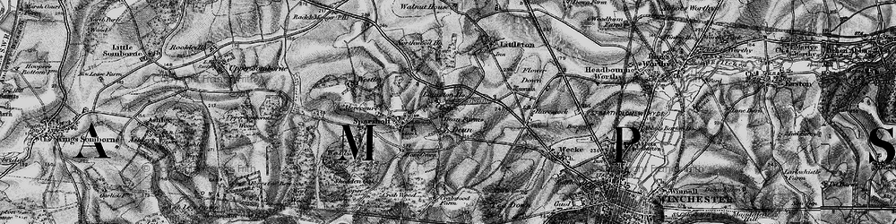 Old map of Flowerdown Barrows in 1895