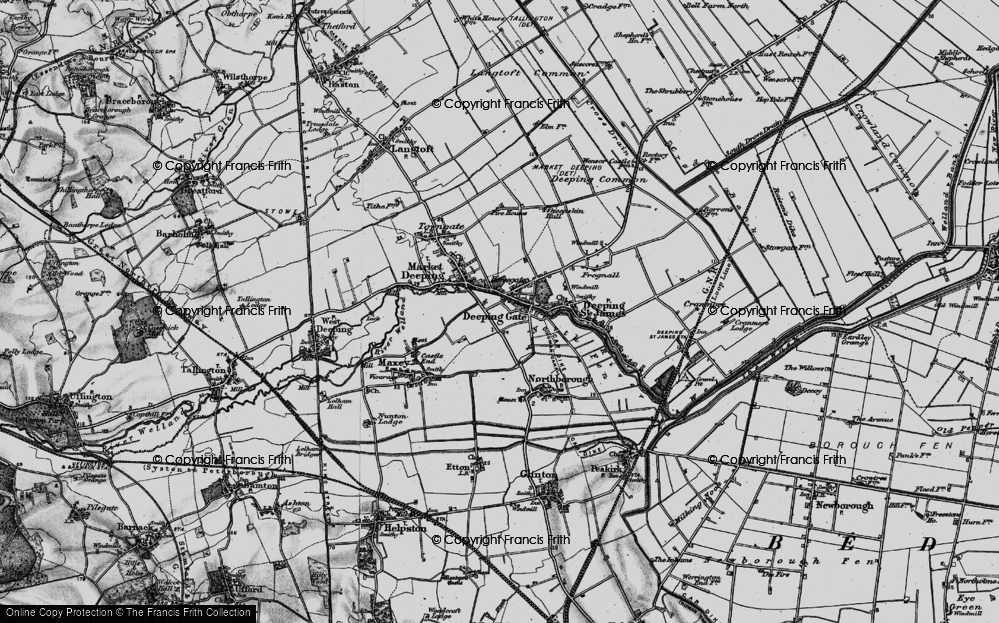 Old Map of Deeping Gate, 1898 in 1898