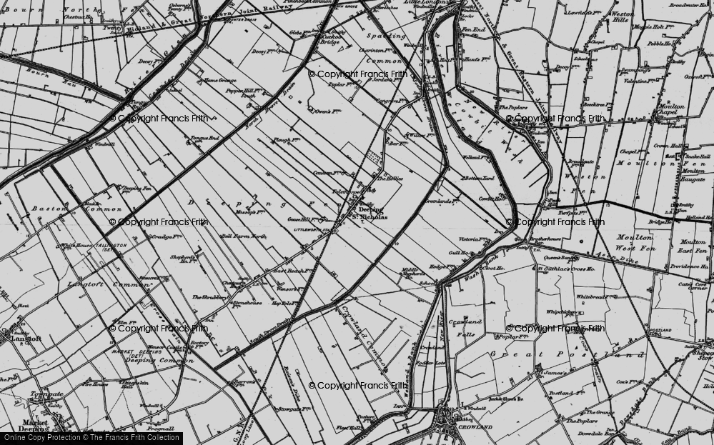 Old Map of Deeping St Nicholas, 1898 in 1898