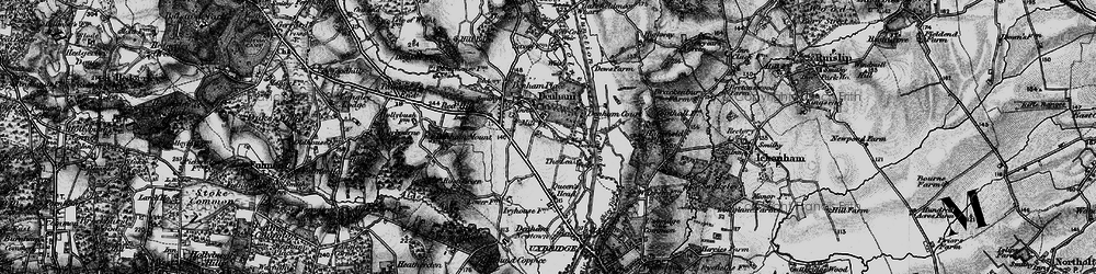 Old map of Denham in 1896
