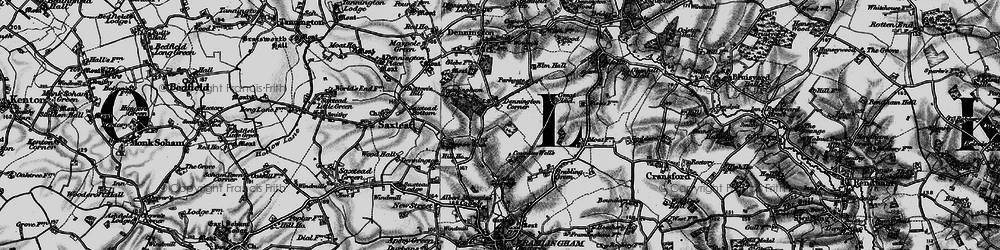 Old map of Dennington Corner in 1898