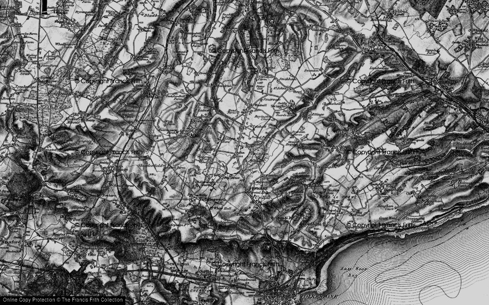 Old Map of Densole, 1895 in 1895