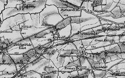 Old map of Derril in 1895