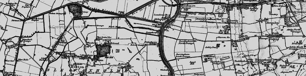 Old map of Burringham South Grange in 1895