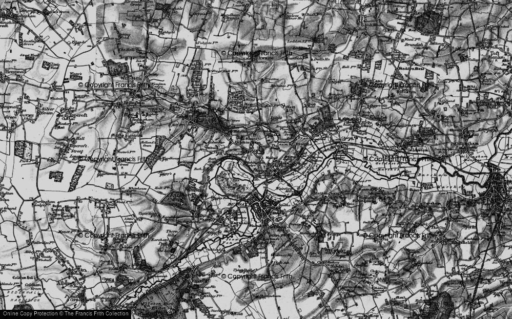 Old Map of Historic Map covering Bath Hills in 1898