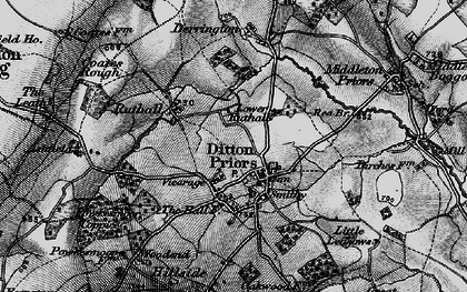 Old map of Ditton Priors in 1899