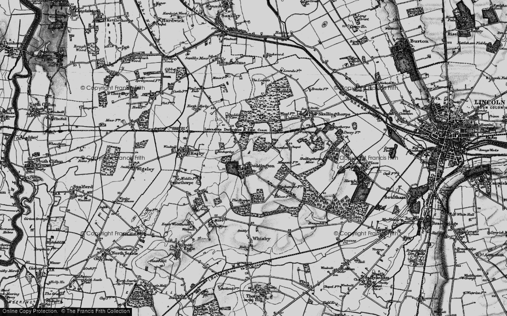 Old Map of Historic Map covering Ash Lound in 1899