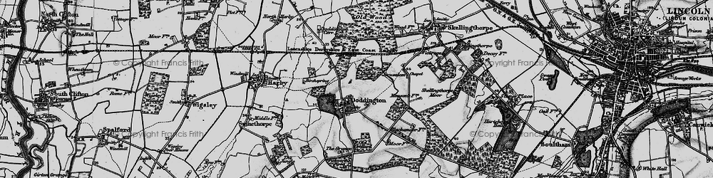 Old map of Doddington in 1899