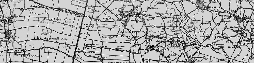 Old map of Donington South Ing in 1898