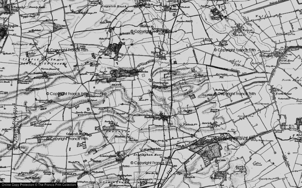 Old Map of Historic Map covering Brauncewell Village in 1895