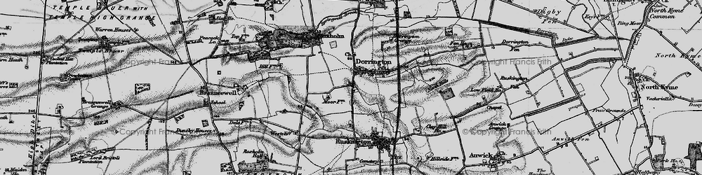 Old map of Bloxholm in 1895